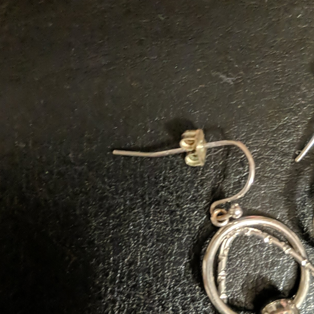 Silver Circle Style Dangle Earrings - image 3